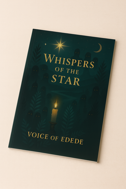 Book titled 'Whispers of the Star' by Voice of Edede on a beige background.